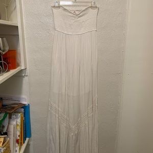 O'Neill White Strapless Maxi Beach Dress